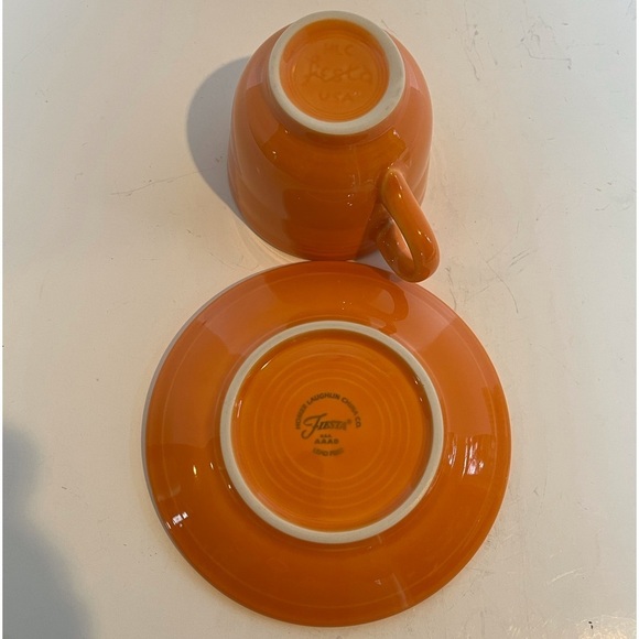 Fiesta Ware Coffee/ Tea Cup and Saucer Orange - Picture 2 of 5